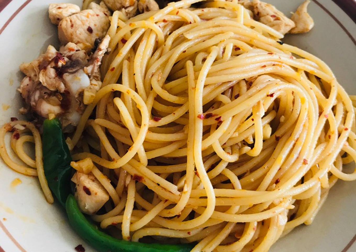 Resipi Spaghetti dalam Mentega Ayam dengan Allo