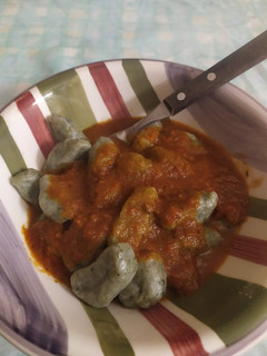 Una foto de Malfatis veganos de acelga