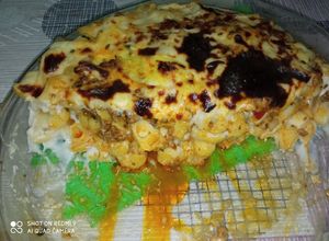 صورة لوصفة غراتان بالكفتة وصلصة بشاميل لذيذة 😋👍