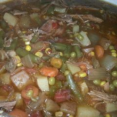A picture of Crock pot beef roast (lots and lots of veggies).