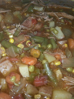 A picture of Crock pot beef roast (lots and lots of veggies).