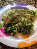 Pollo de mar con espinaca y champiñones