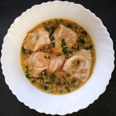 A picture of Veg Wonton soup.