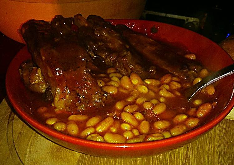 Simple Way to Make Homemade Tex&#39;s Easy Bourbon BBQ Ribs &amp; Beans 🐷🍷