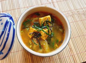 Hình của món Cà tím om đậu và miso.