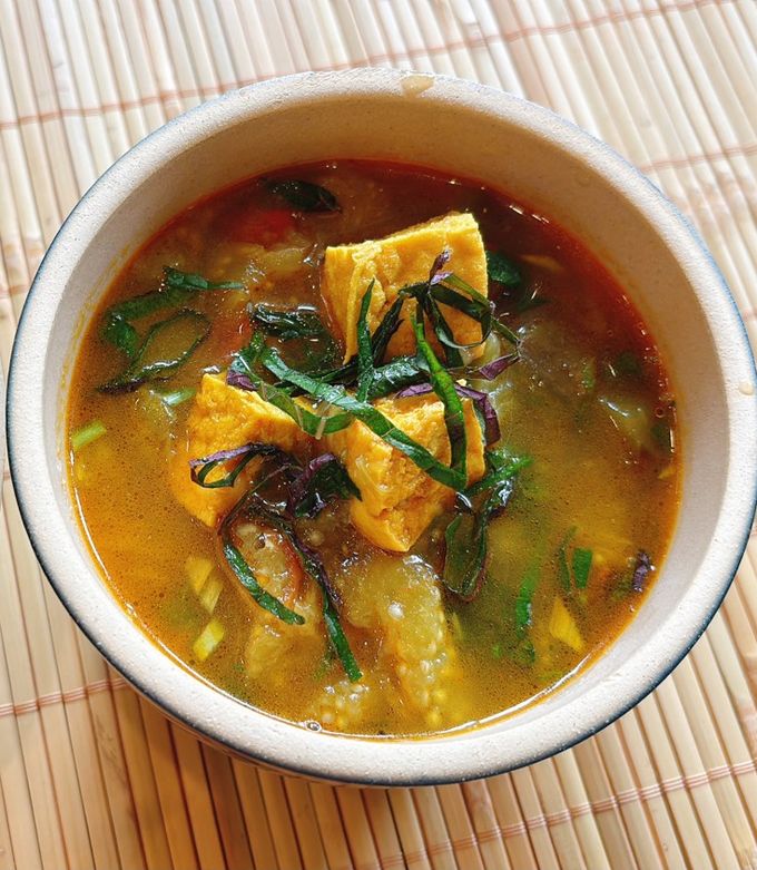 Hình của món Cà tím om đậu và miso.