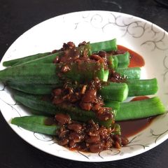 A picture of Okra With Honey XO Soy Bean Paste /Tau Chew Sauce.