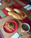 Revuelto de huevos con chorizo (de soya)