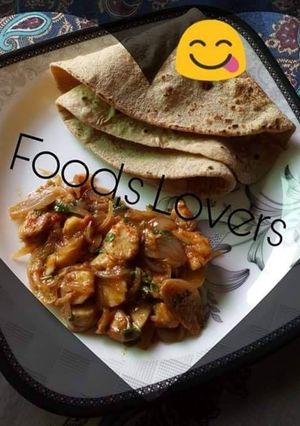 A picture of Fry arvi with chapati.