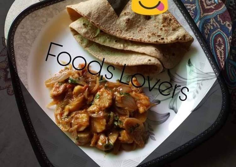 Fry arvi with chapati