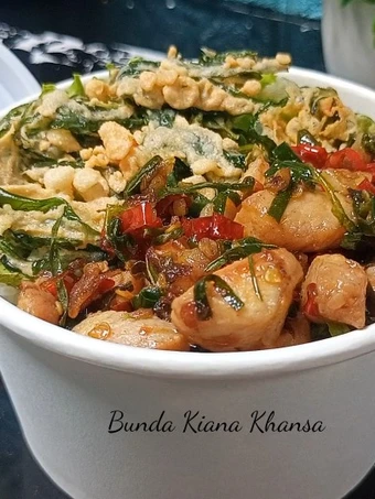 Cara Mudah Membuat Resep Rice Bowl Kangkung Crispy dan Fillet ayam terasi yang Lezat Anti Ribet, Bisa Manjain Lidah