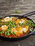 Receita Saudável - Ovos Escalfados com Ervilhas