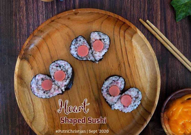 Heart shapes sushi