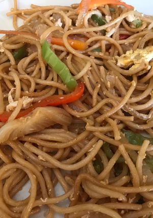 Una foto de Espaguetis al estilo chino