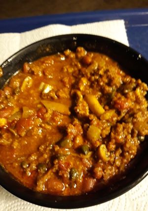 A picture of Red Bean and Ground Beef Stew.