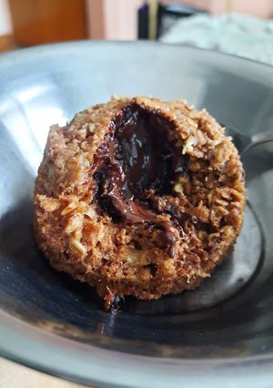 Una foto de Volcán de avena y Banana 🍌 🍫