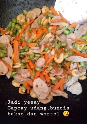 Foto resep Capcay Buncis, udang, wortel and bakso