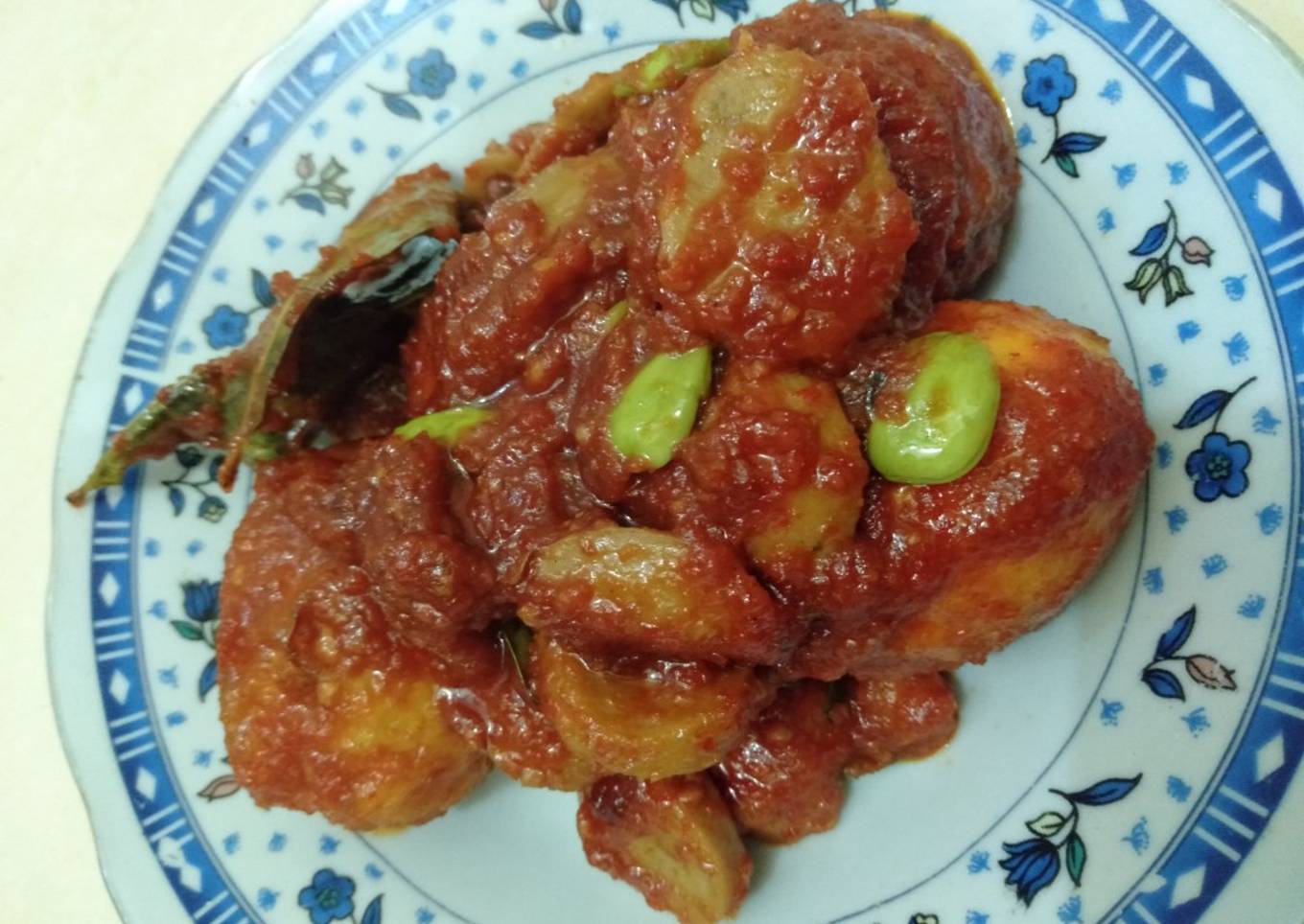 Telor balado bakso plus petai