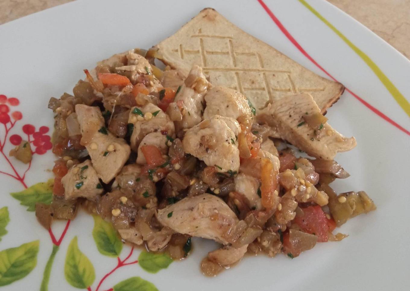 Pollo con berenjena