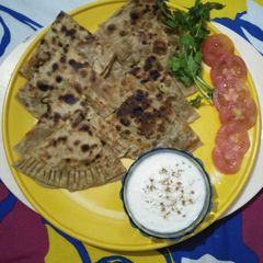 Potato cheese paratha A picture of Potato cheese paratha.