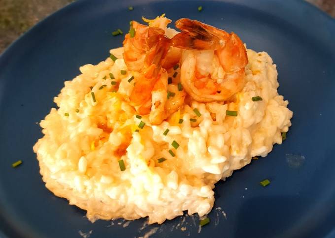 Risotto with mascarpone, lemon and king prawns