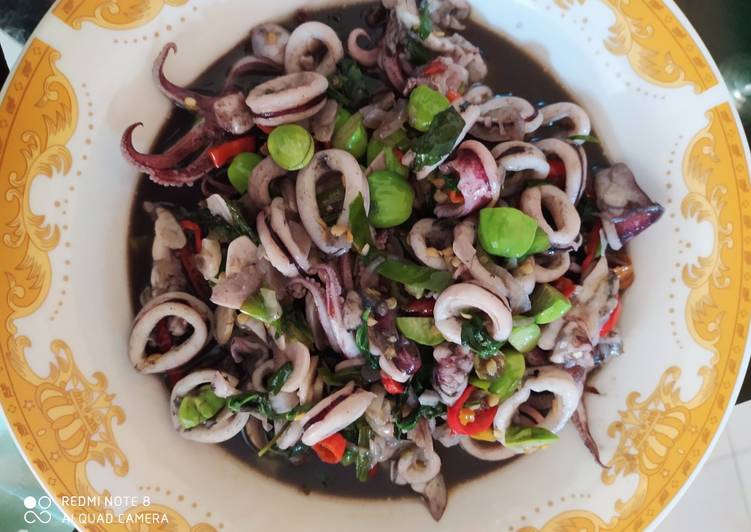 Resep Oseng cumi petai hitam Anti Gagal