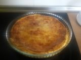 Quiche de puerros y gambas