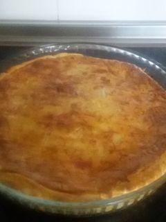 Una foto de Quiche de puerros y gambas