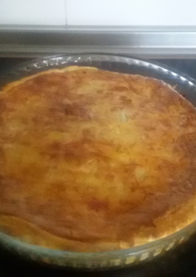 Una foto de Quiche de puerros y gambas