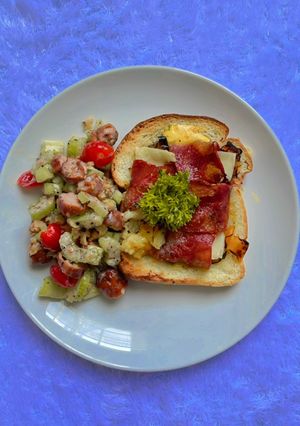 Foto resep Bacon toast air fryer with salad