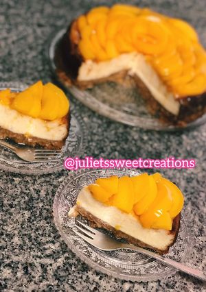 Una foto de Cheesecake con melocotón 🍑