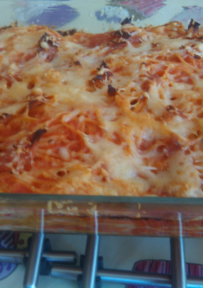Una foto de Spaghetti al horno de mi chico 😍😍😍