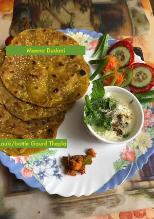 A picture of Bottle Gourd/Lauki Thepla/paratha           .
