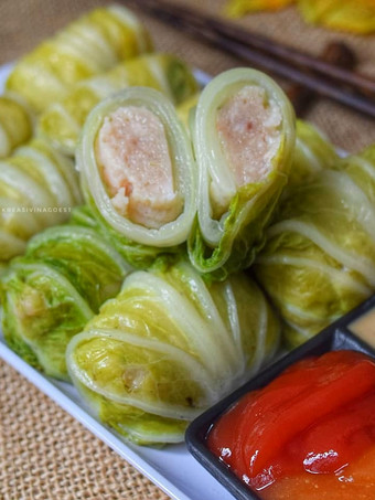 Cara Membuat Sawi Gulung isi Ayam Udang Irit Anti Gagal