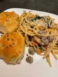 Creamy sausage & spinach pasta