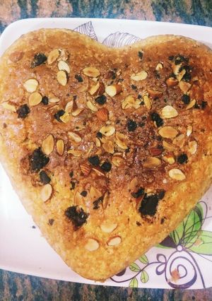 A picture of Eggless butterscotch whole wheat Cake.