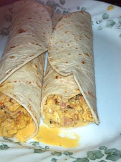 A picture of Bachelor Breakfast Burrito.