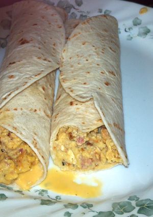 A picture of Bachelor Breakfast Burrito.