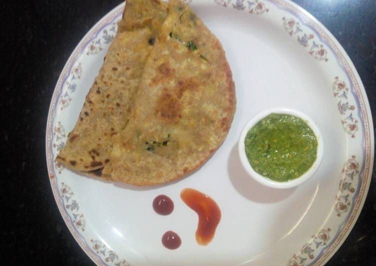 Paneer cheese parantha with teel chatany