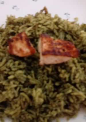 A picture of Palak rice.