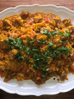 Una foto de Arroz meloso de cerdo en olla Cookeo