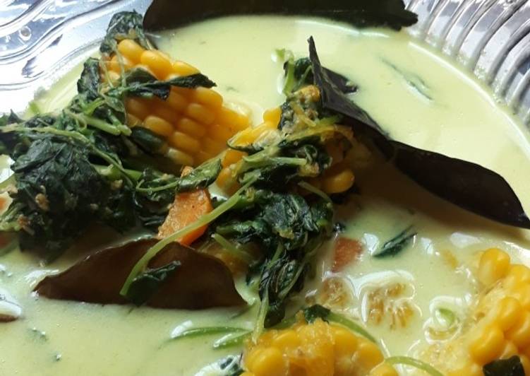 Proses mengolah Gulai daun bayam, jagung, wortel, Bikin Ngiler