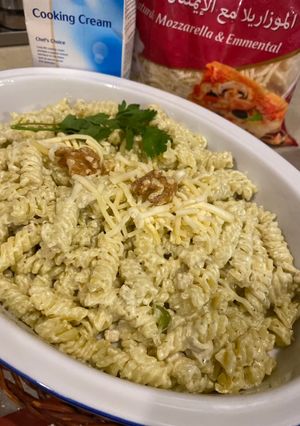 صورة لوصفة معكرونه بصوص البيستو 🌿🍀