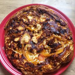 Eggy bread with sweet pepper and tomato A picture of Eggy bread with sweet pepper and tomato.