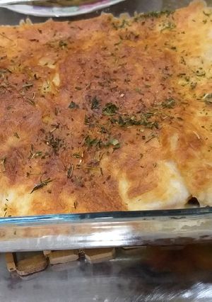 صورة لوصفة تبسي بطاطا وباذنجان بالجبن
