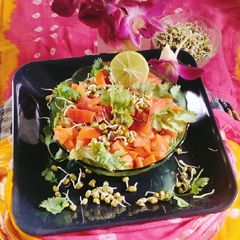 Moong bean sprouts salad A picture of Moong bean sprouts salad.
