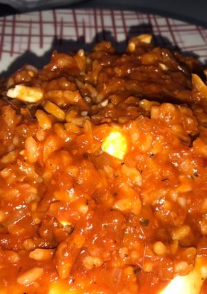 Una foto de Arroz con huevo y tomate