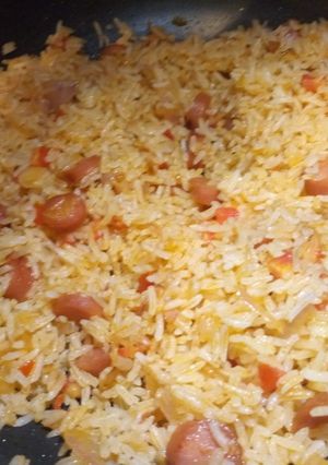 A picture of Spanish chorizo rice.