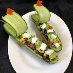 A picture of Mexican Cucumber Boat Salad.