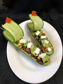 A picture of Mexican Cucumber Boat Salad.